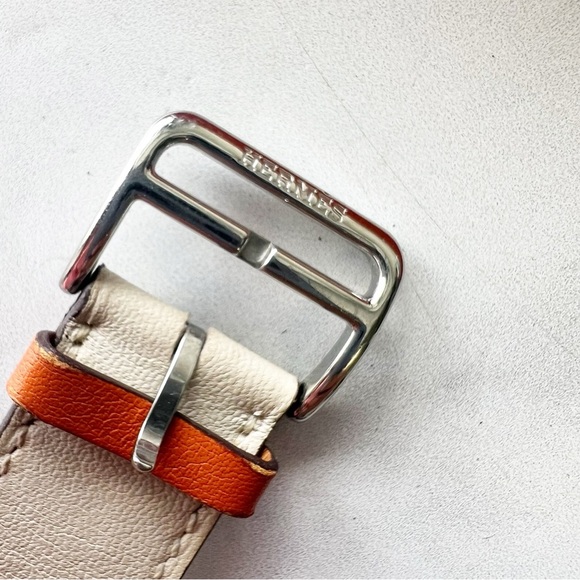 HERMES Apple Watch 44mm Tri-Color 45mm White/Black Single Tour Leather Band - Picture 5 of 8